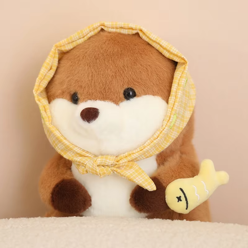 Fluffy Otter Yellow Hat & Fish