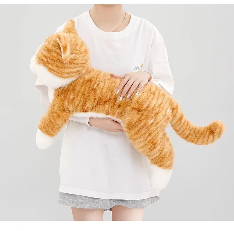Orange & White Fluffy Cat Plush