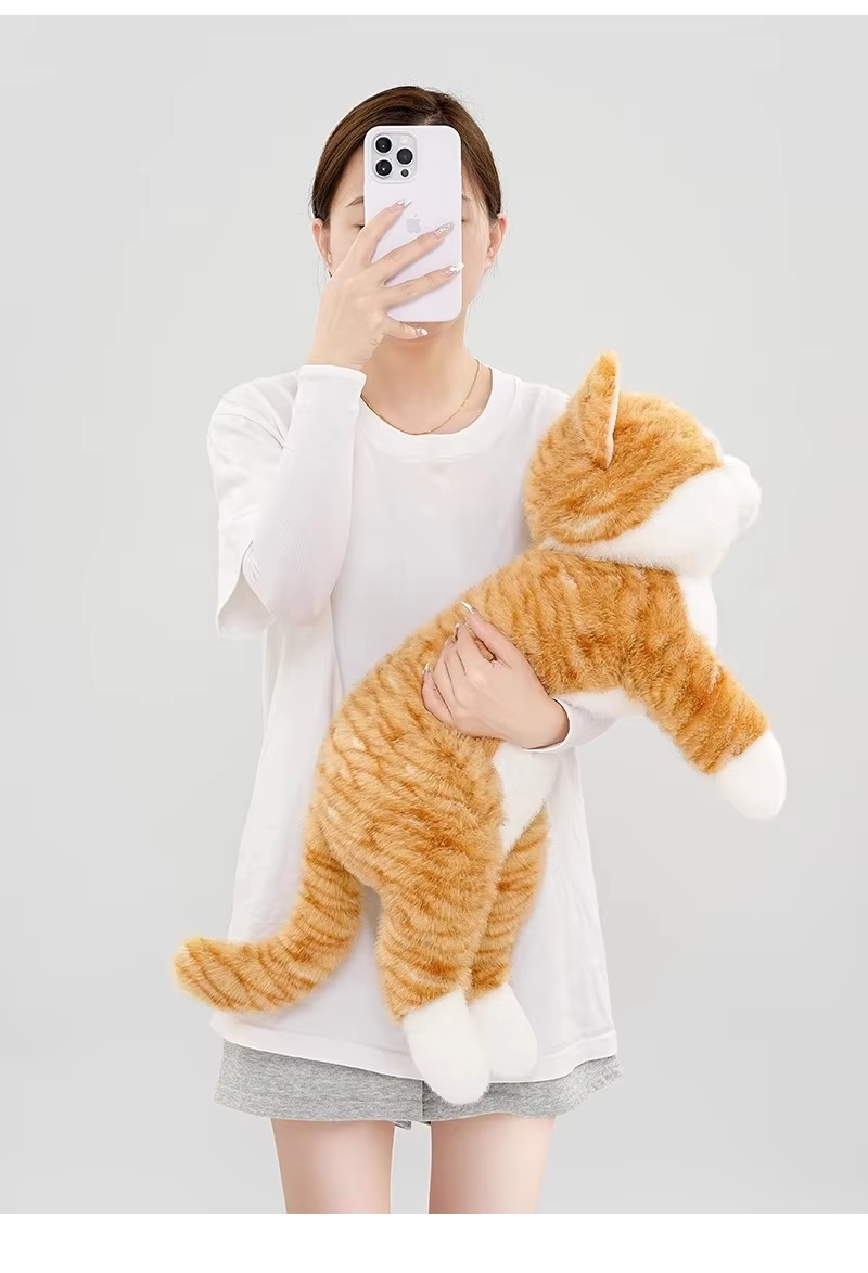 Orange & White Fluffy Cat Plush