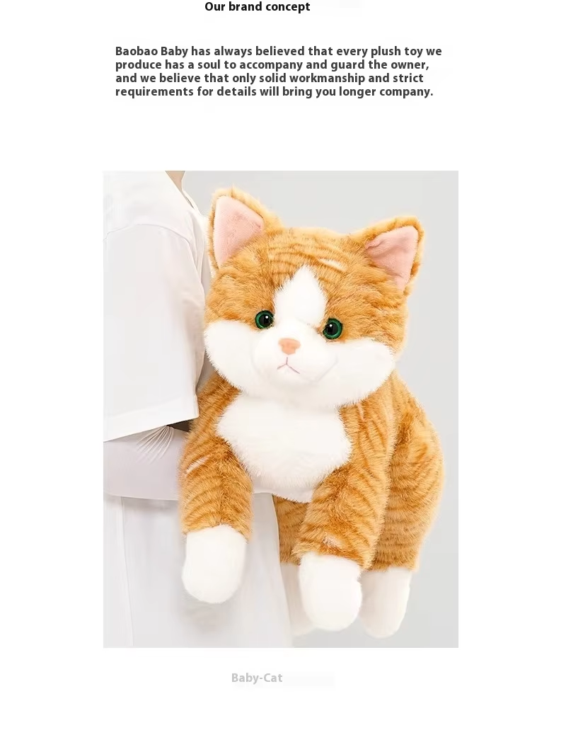Orange & White Fluffy Cat Plush