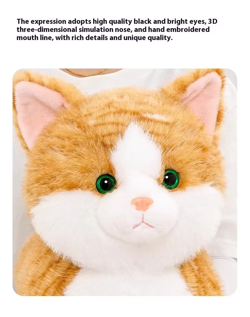 Orange & White Fluffy Cat Plush