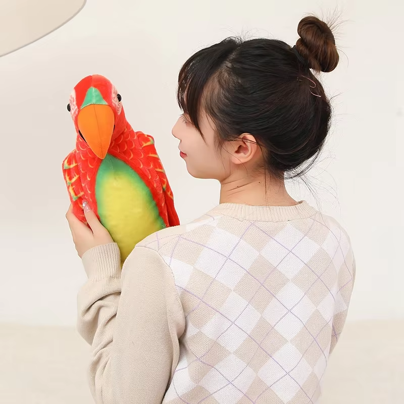 Lifelike Red & Green Parrot Plush