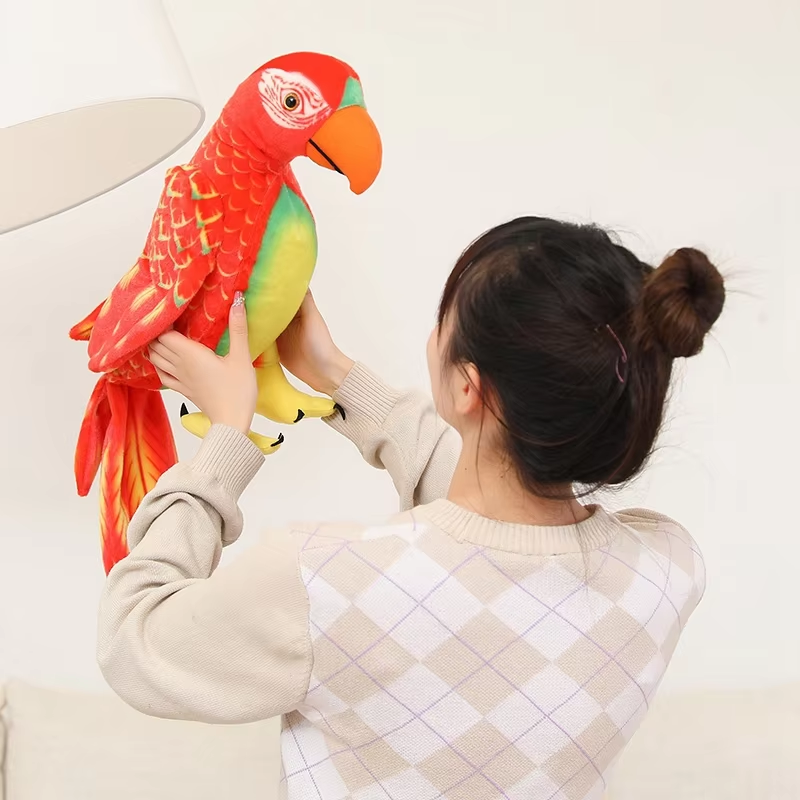 Lifelike Red & Green Parrot Plush