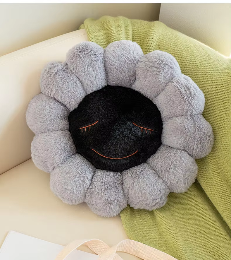 Smiling Grey Flower Plush