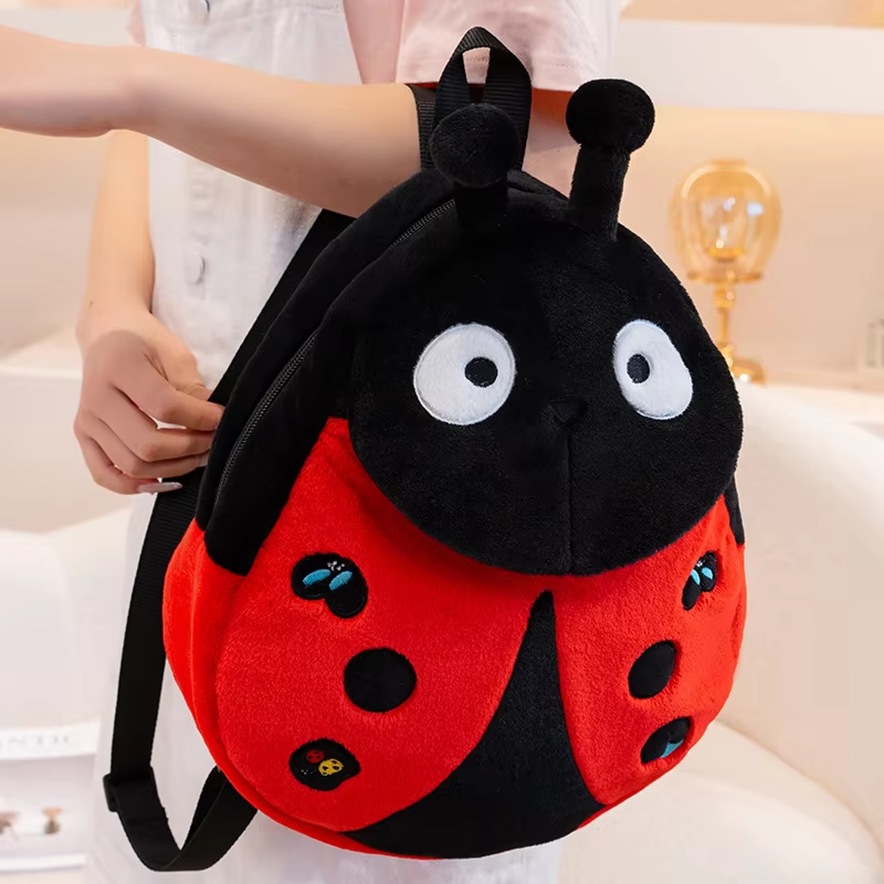 Fluffy Ladybug Backpack Plush