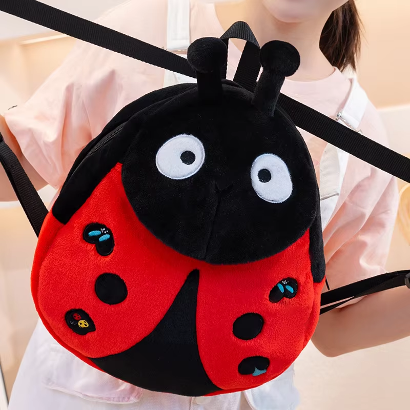 Fluffy Ladybug Backpack Plush