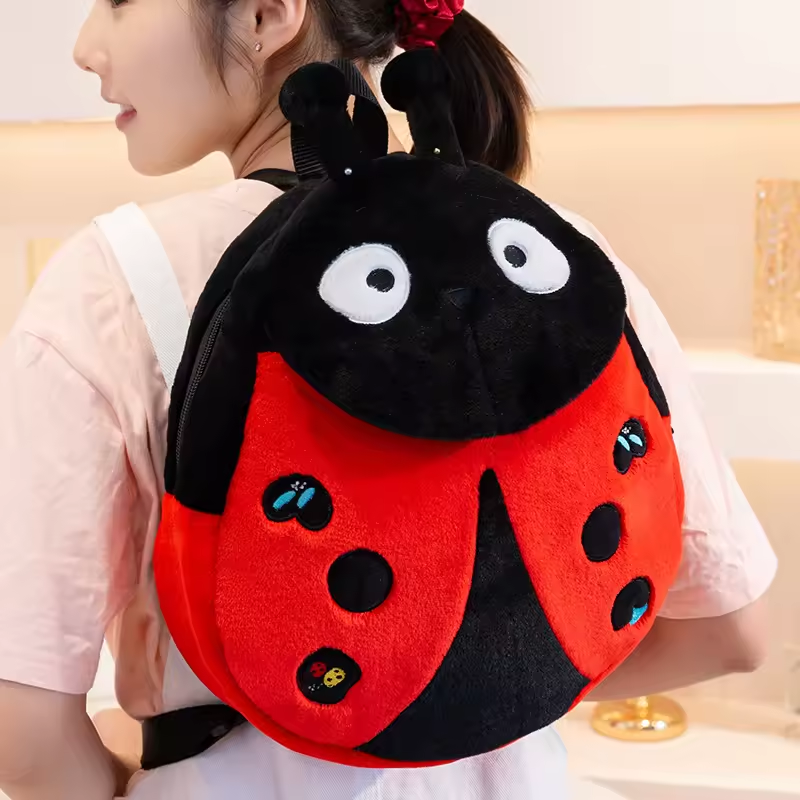 Fluffy Ladybug Backpack Plush