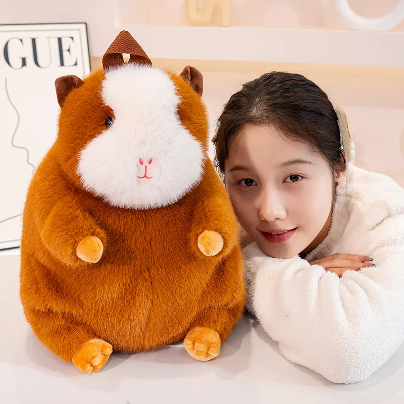White & Brown Fluffy Guinea Pig Backpack