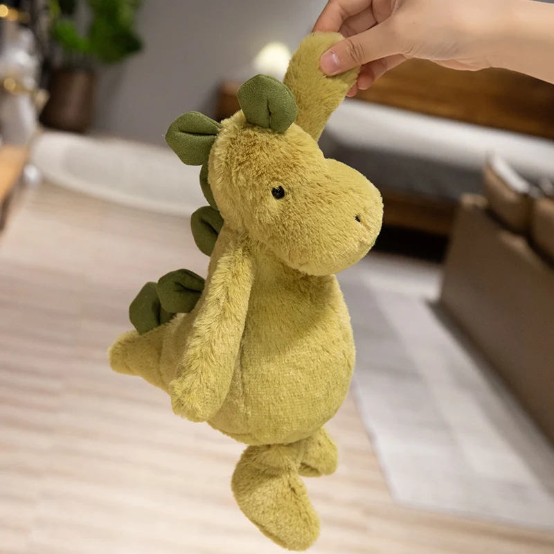 Cute Fluffy Green Dinosaur Plush