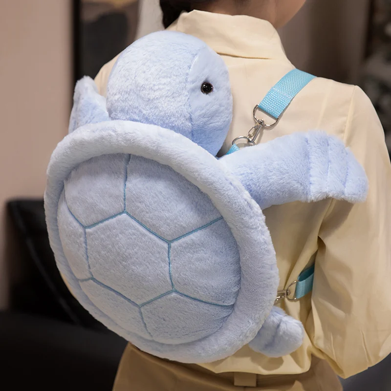 Blue Fluffy Turtle Backpack