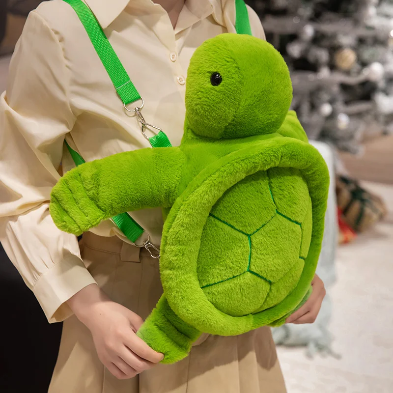 Green Fluffy Turtle Backpack