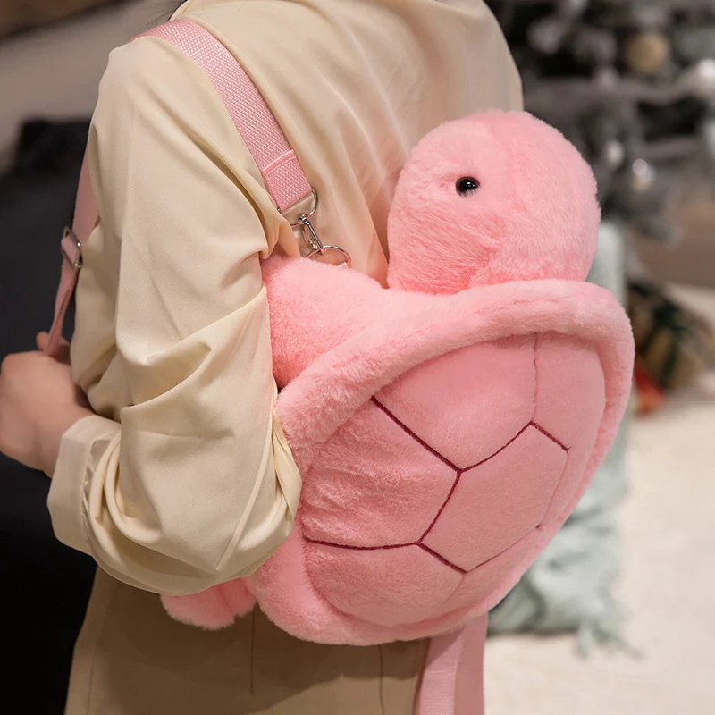 Pink Fluffy Turtle Backpack
