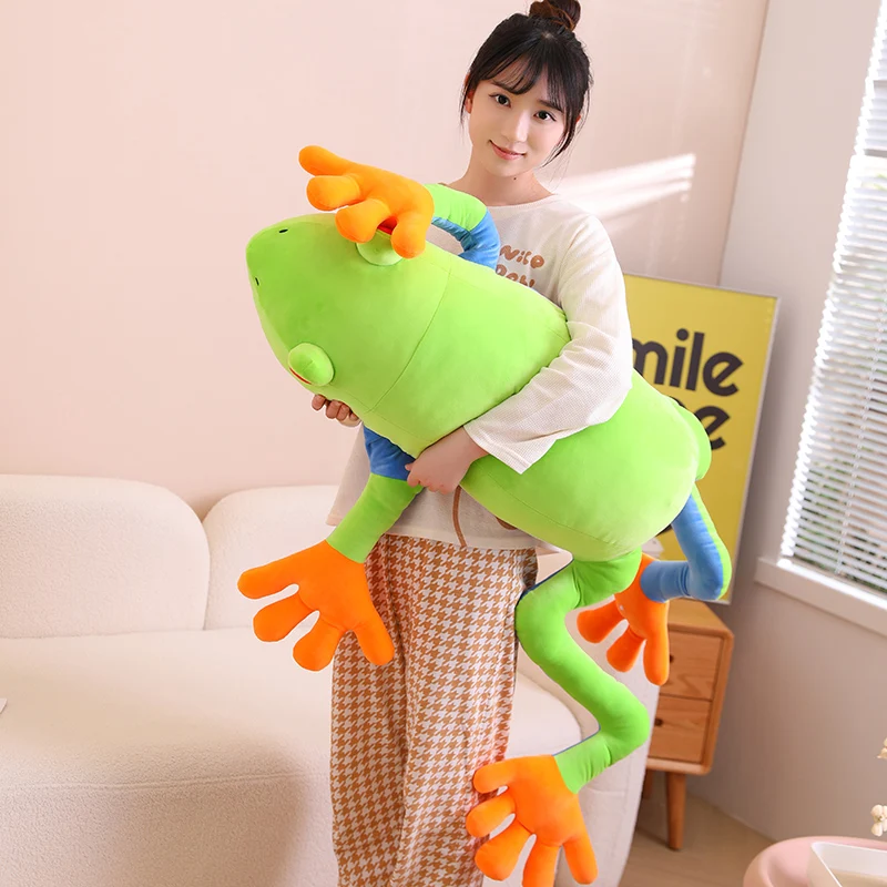 Green Jumbo Frog Plush With Fluffy Blanket