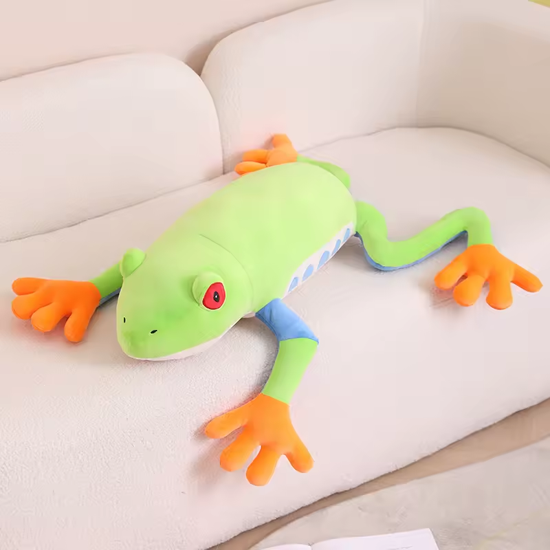 Green Jumbo Frog Plush With Fluffy Blanket