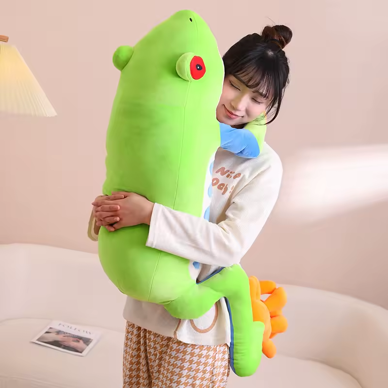 Green Jumbo Frog Plush With Fluffy Blanket