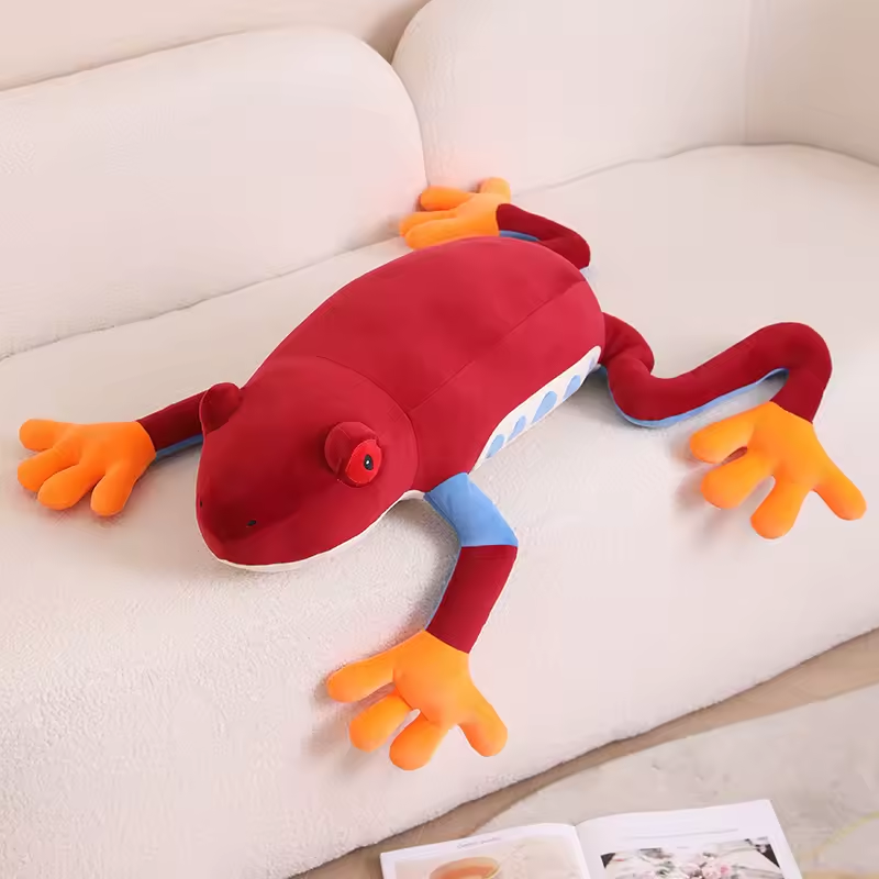 Red Jumbo Frog Plush With Fluffy Blanket