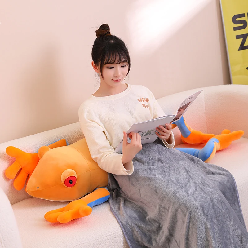 Orange Jumbo Frog Plush With Fluffy Blanket
