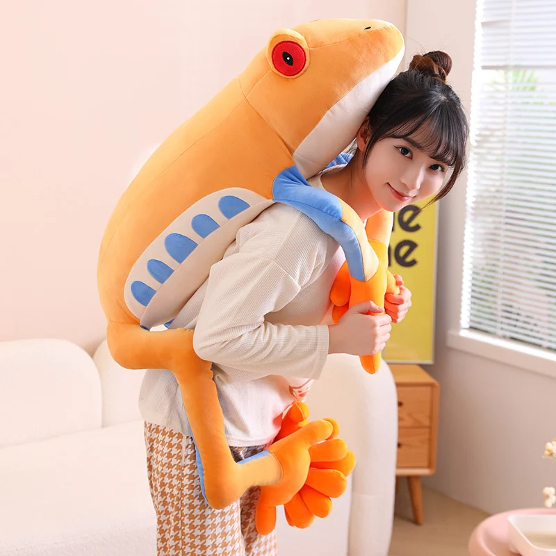 Orange Jumbo Frog Plush With Fluffy Blanket
