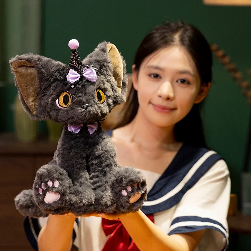 Purple Hat Halloween Fluffy Cat Plush
