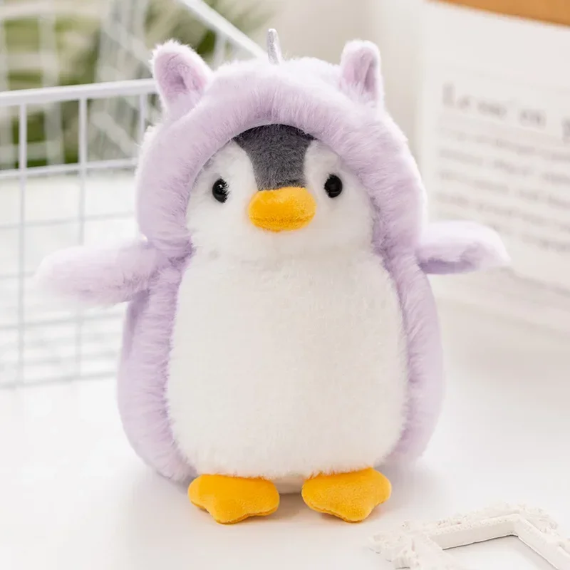 Purple Fluffy Unicorn Penguin Plush