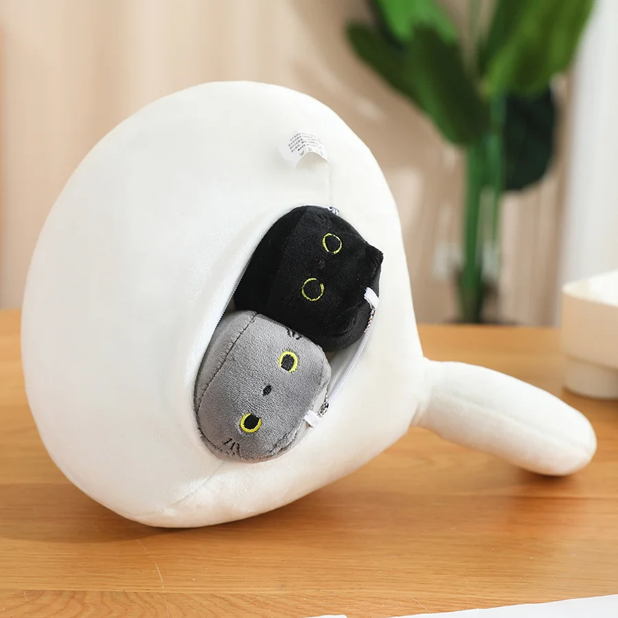 White Squishy Mother Cat & Kittens Plush