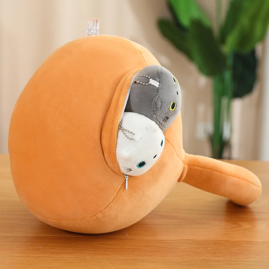 Orange Squishy Mother Cat & Kittens Plush
