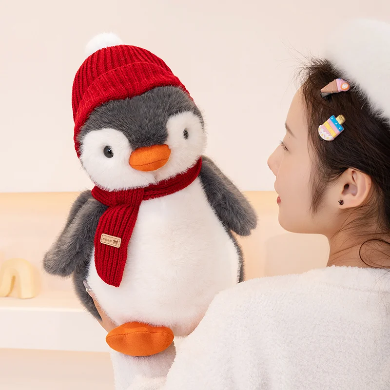 Big Cute Fluffy Winter Penguin Plush