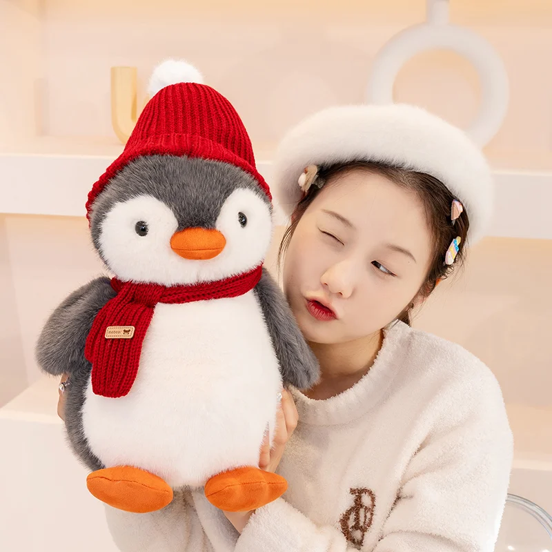 Big Cute Fluffy Winter Penguin Plush