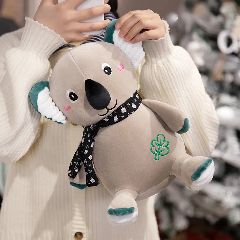 Floral Black Scarf Koala Plush
