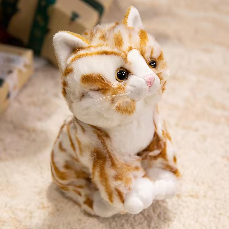 Orange Stripes White Cat Plush Toy