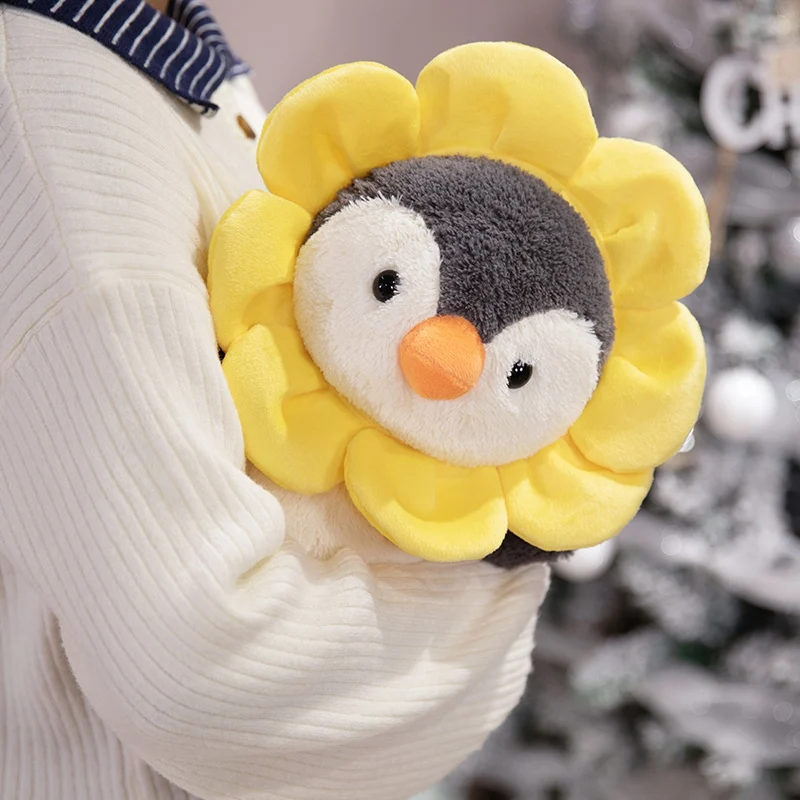 Flower Head Fluffy Penguin Plush