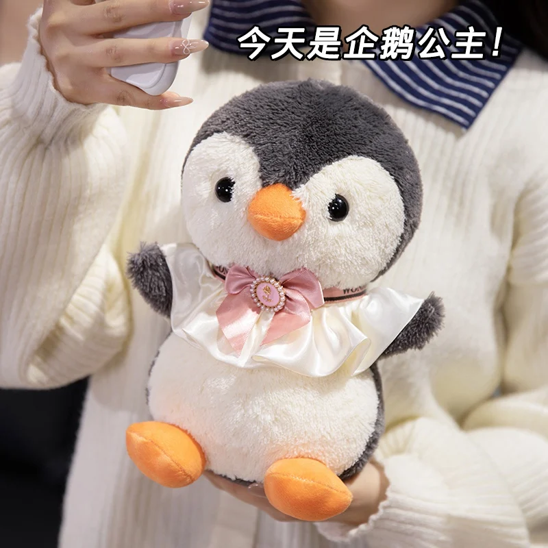 Cute Pink Bow Tie Fluffy Penguin Plush