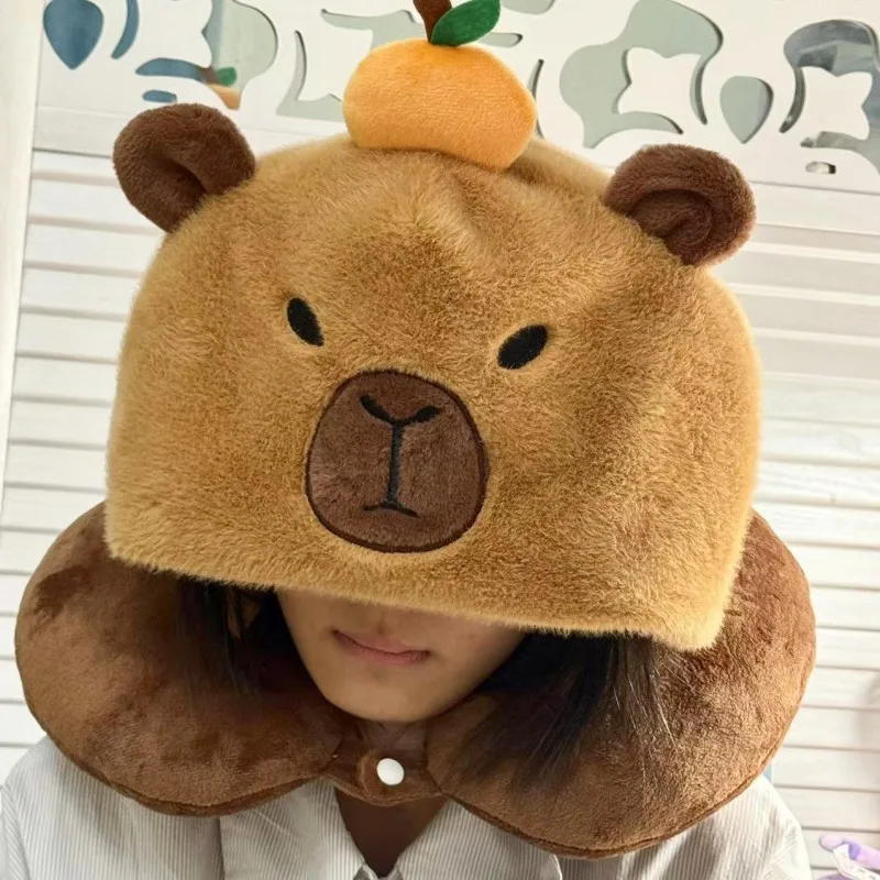 Capybara Fluffy Hat U Pillow Plush