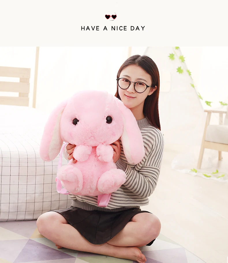 Super Fluffy Pink Bunny Backpack
