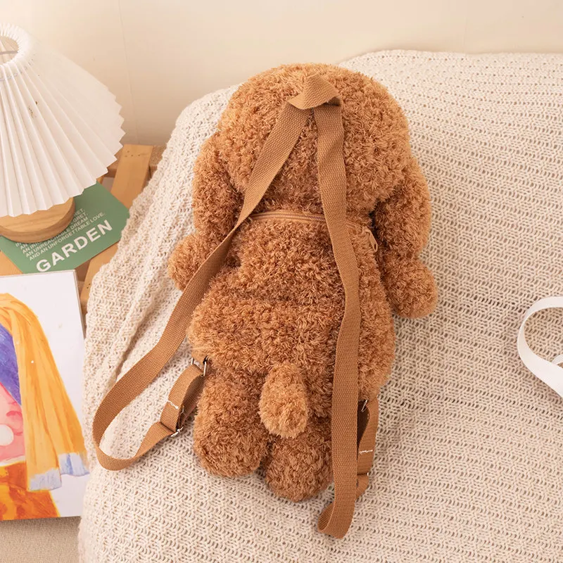 Brown Fuzzy Teddy Dog Backpack