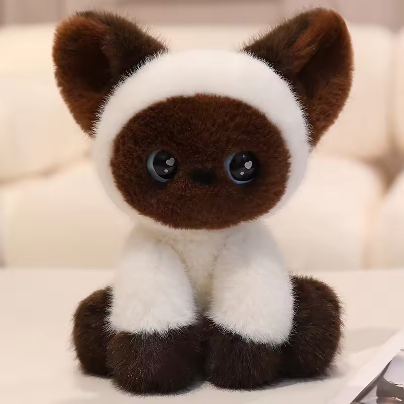 Brown Siamese Cat Fluffy Plush