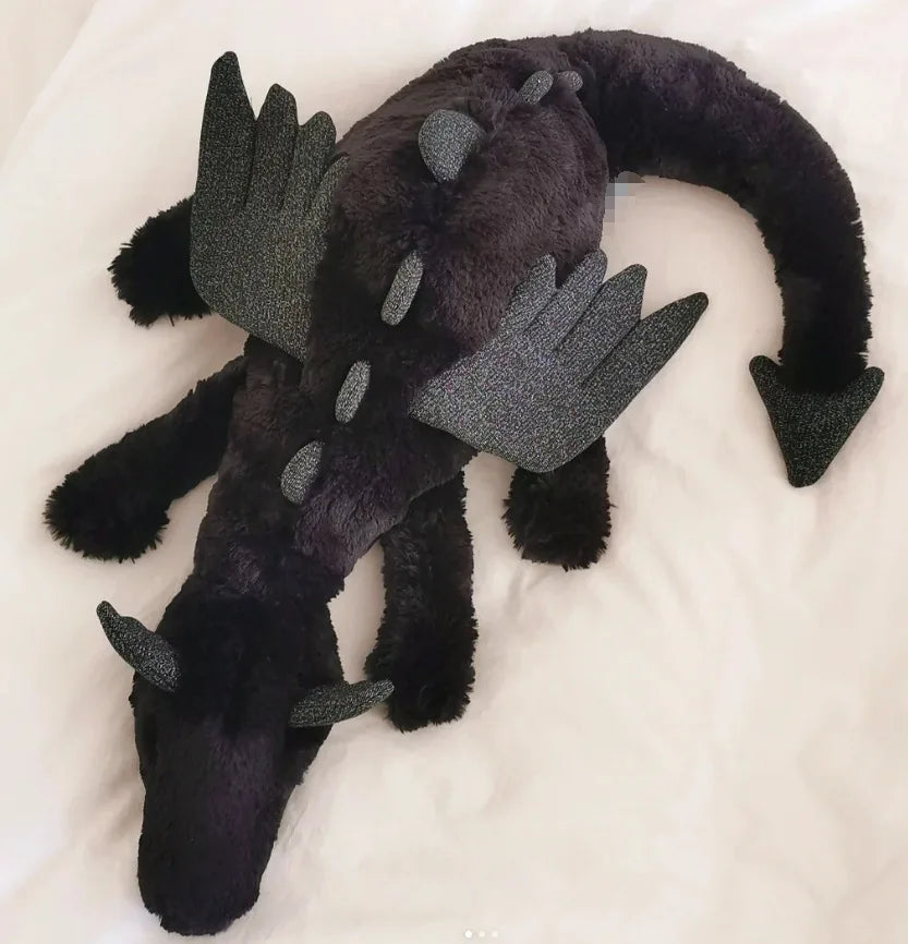 Big Fuzzy Black Dragon Plush