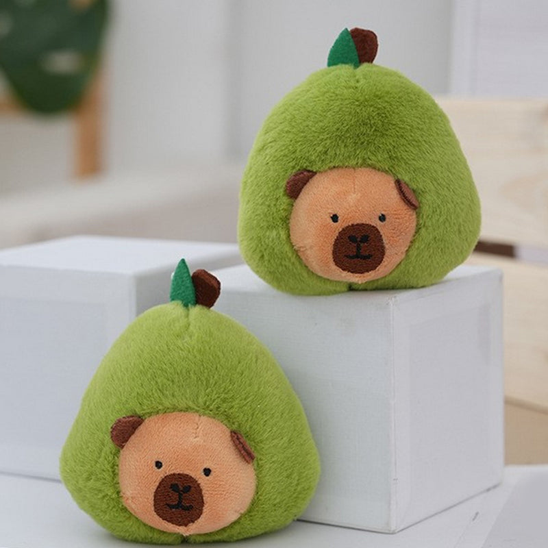 Capybara Head Avocado Keychain Plush