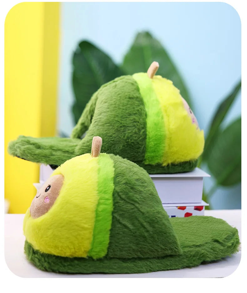 Fuzzy Avocado Slippers