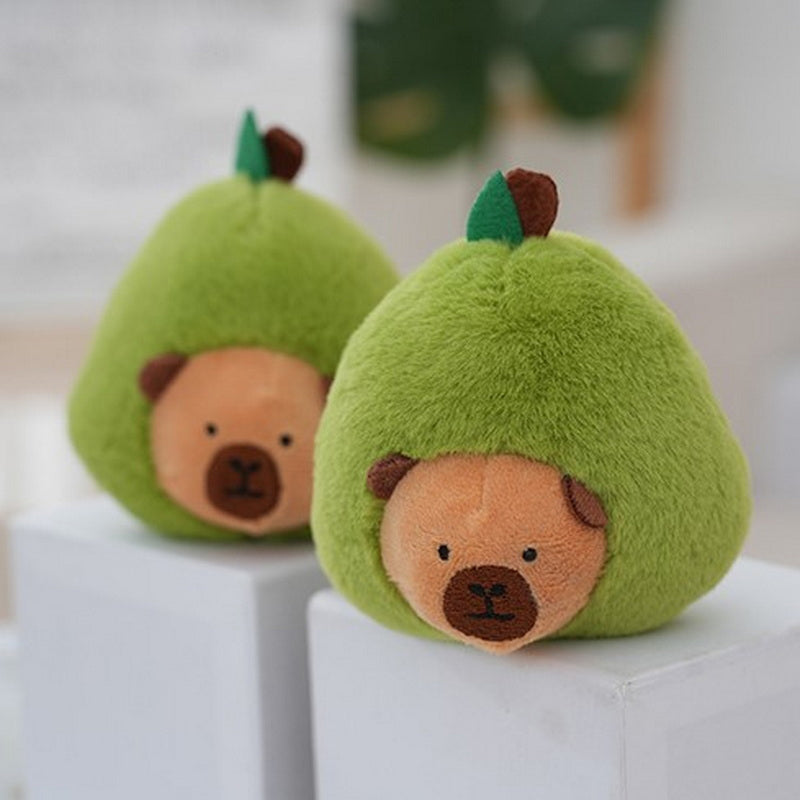 Capybara Head Avocado Keychain Plush