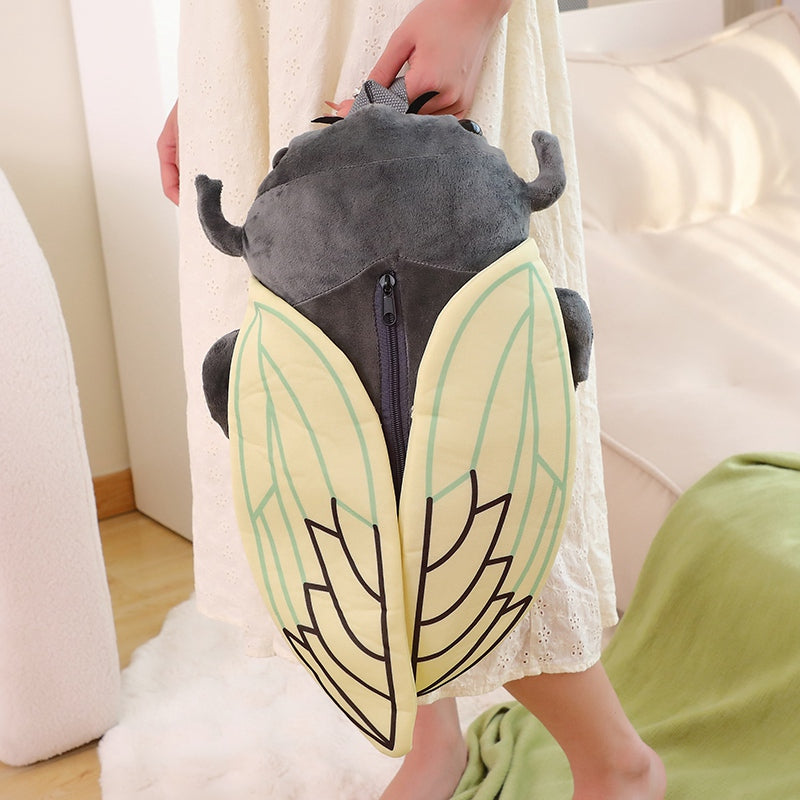 Grey Cicada Bug Backpack Plush
