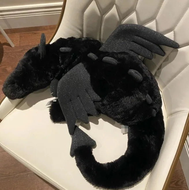 Big Fuzzy Black Dragon Plush