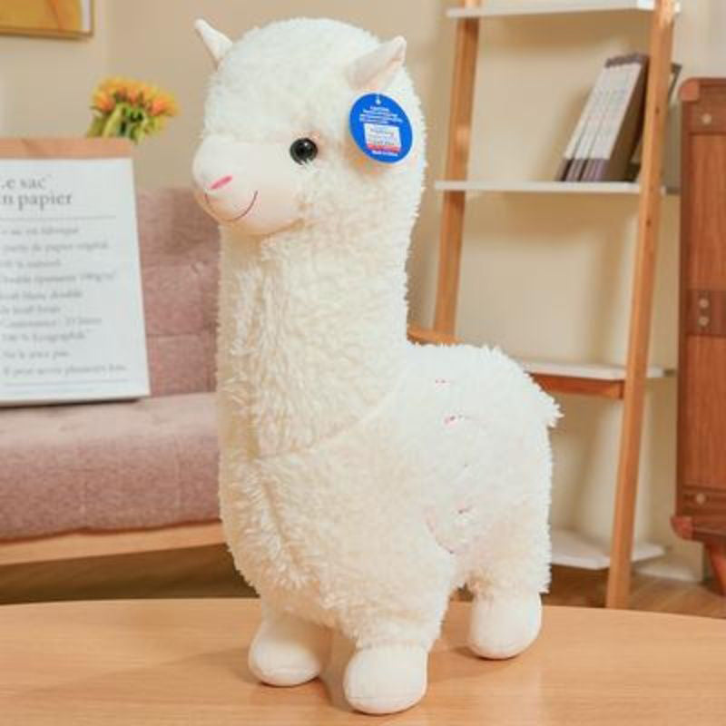 Cute Fuzzy White Llama Plush