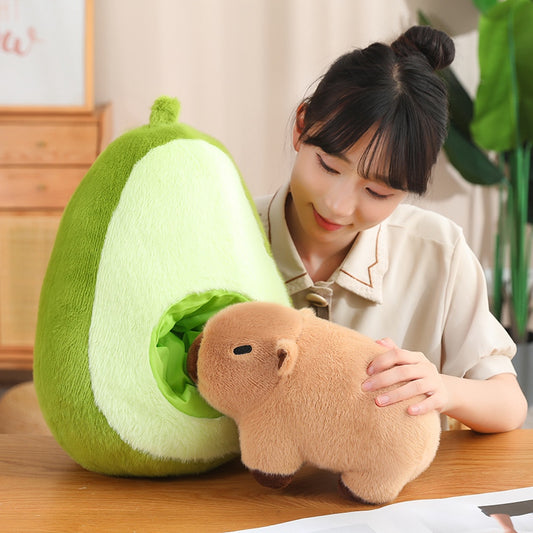 Fluffy Avocado Capybara Stuffed Plush