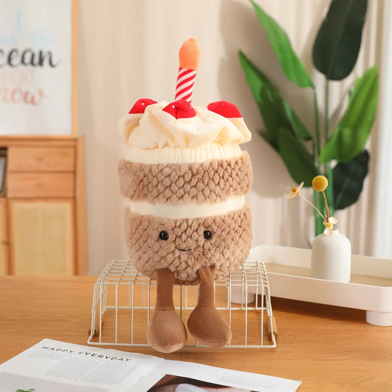 Fluffy Birthday Cake with Legs Plush