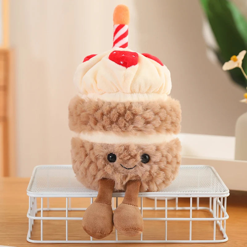 Fluffy Birthday Cake with Legs Plush