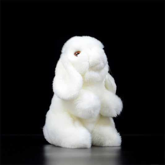 Realistic White Lop Ear Bunny Plush