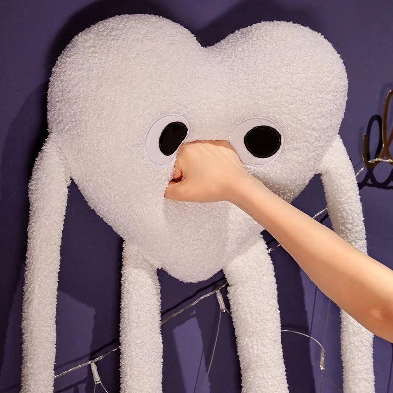 Long Leg White Heart Plush