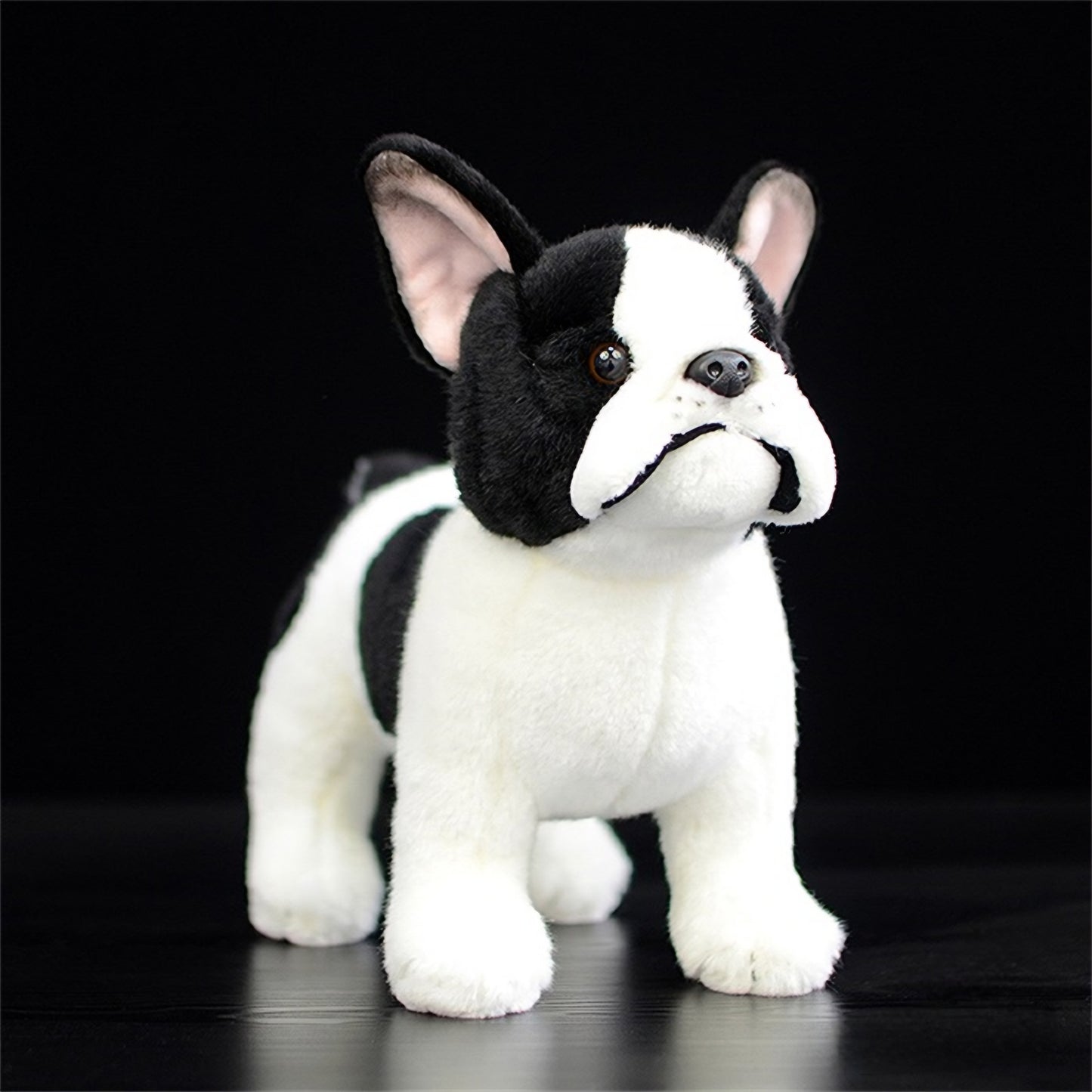 Realistic Black & White  French Bulldog Plush