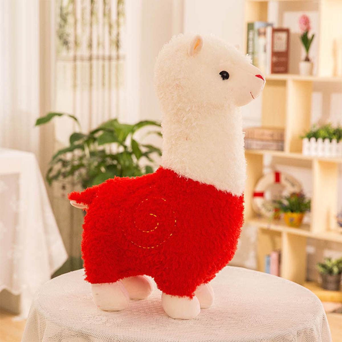 White & Red Llama Plush